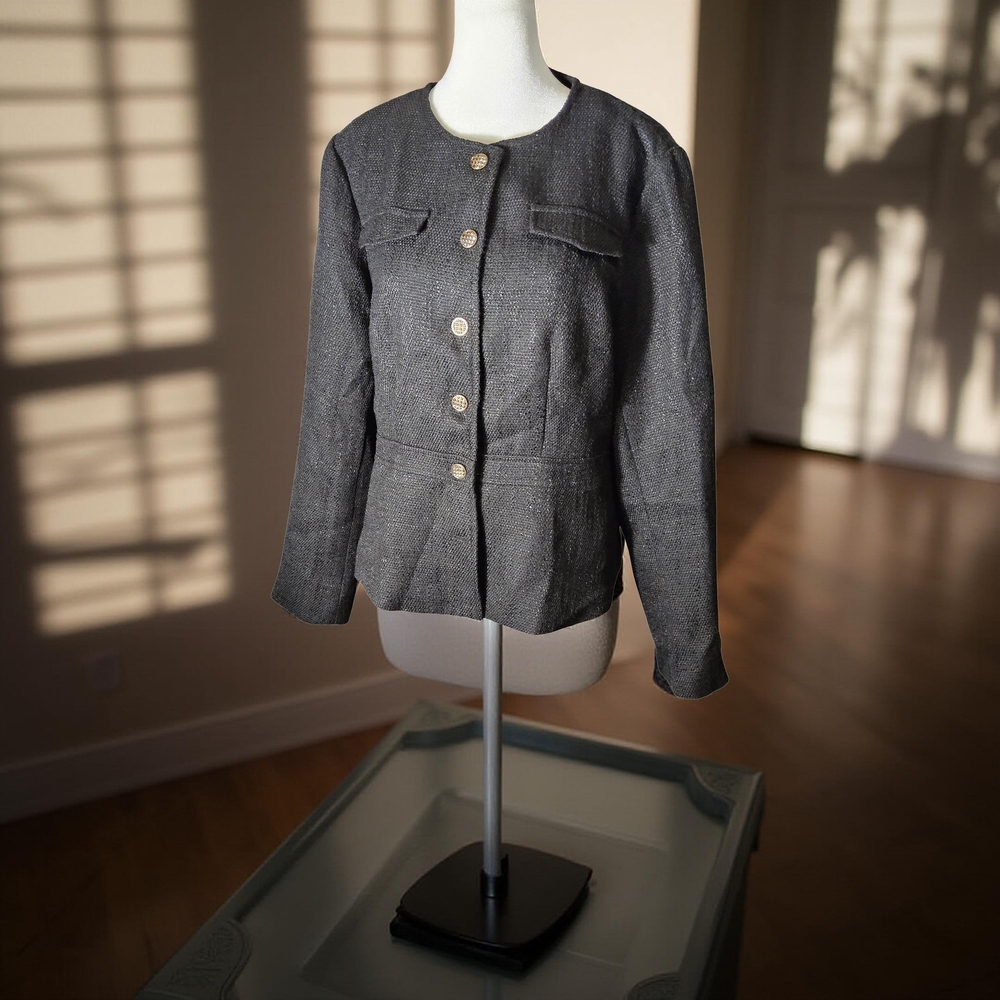 NWOT Size Lg Allegra K Women's Charcoal Button-Up Blazer